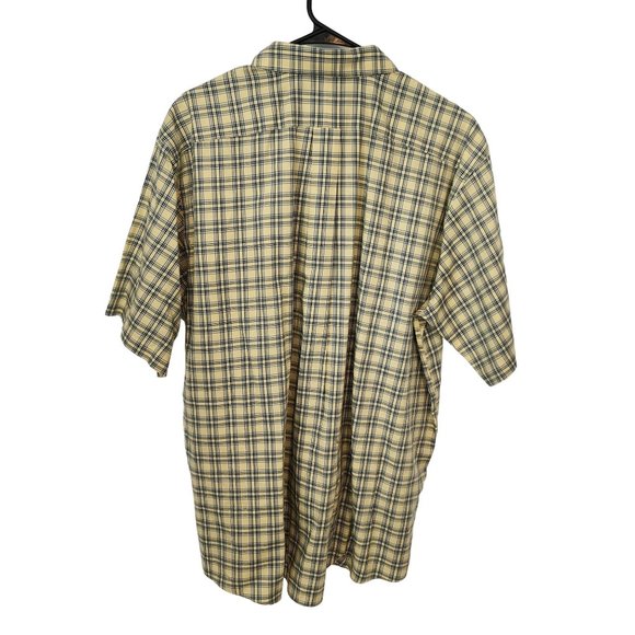 L.L. Bean Mens Yellow and Blue Button Up 100% Cotton Traditional Fit Short Sleev - Picture 2 of 4